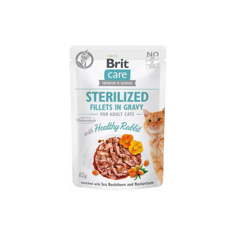 Brit Care Cat Pouch Sterilized Fillets With Healthy Rabbit In Gravy 85g