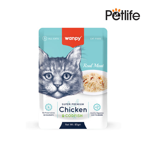 Wanpy Adult Cat Wet Food With Chicken & Codfish - 85G