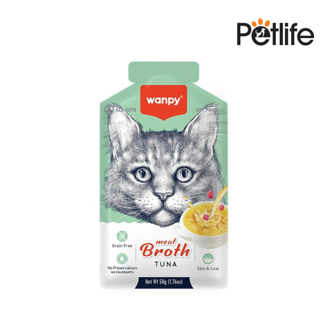 Cat food pouch with 'wanpy' branding on a white background