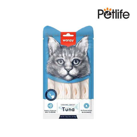 Cat treat package with 'Wanpy' branding on a white background