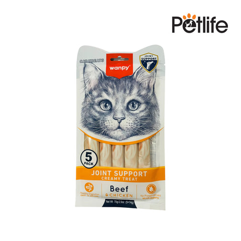 Pack of cat treats with a cat's face on the packaging, featuring the brand 'Petlife'.