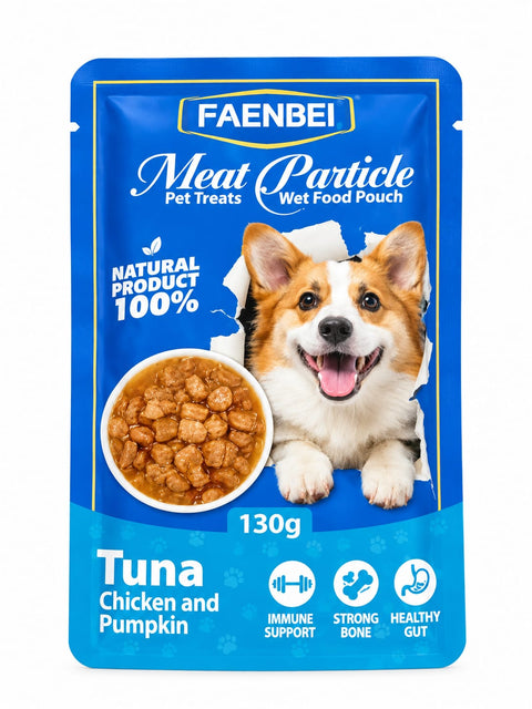 FAENBEI Meat Particle Wet Dog Food – Tuna, Chicken & Pumpkin, 130g