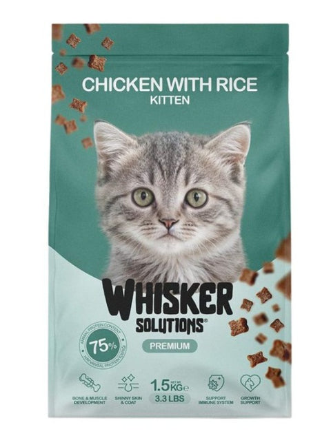 Whisker Solutions kitten food package with a cat on the front