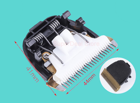 Hair clipper comb attachment with measurements on a teal background