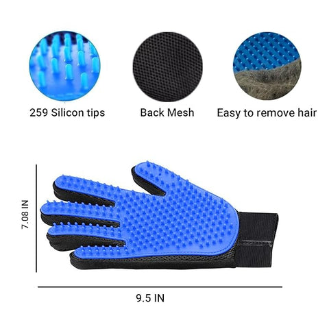 Blue Plastic Pet Grooming Gloves additional view