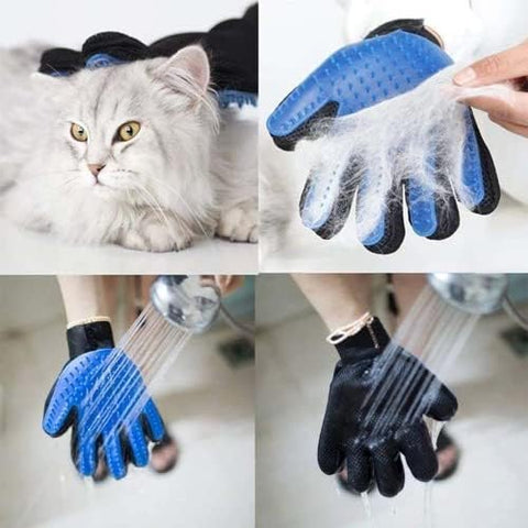 Blue Plastic Pet Grooming Gloves additional view