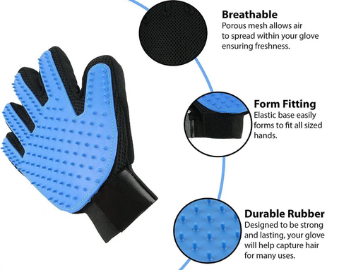 Blue Plastic Pet Grooming Gloves additional view