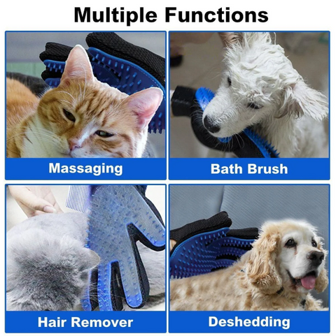Blue Plastic Pet Grooming Gloves additional view