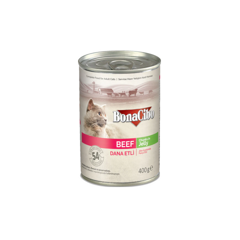 Bonacibo Adult Cat Beef Chunks in Jelly 400g