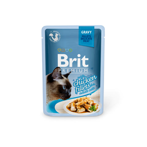 Brit Cat Pouch with Chicken Fillets in Gravy for Adult Cats 85g