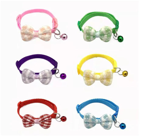 Colorful Bow Tie Cat & Small Dog Collars with Bell