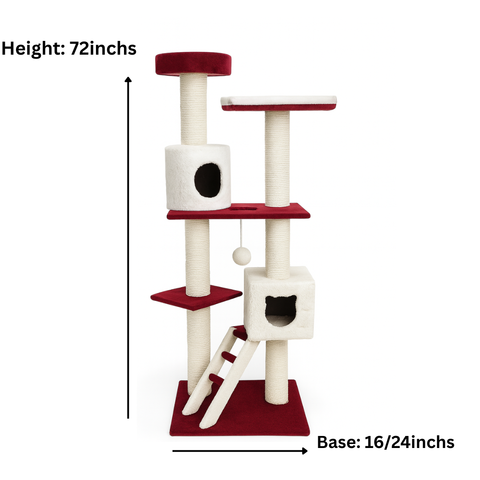 Dual House Cat Tree with Ladder dimensions