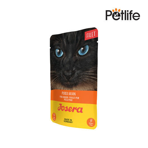 Cat food package with a black cat on the label, featuring the Petlife brand.