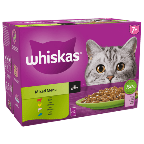 WHISKAS® 7+ Mixed Menu Senior Wet Cat Food Pouch in Gravy 85g
