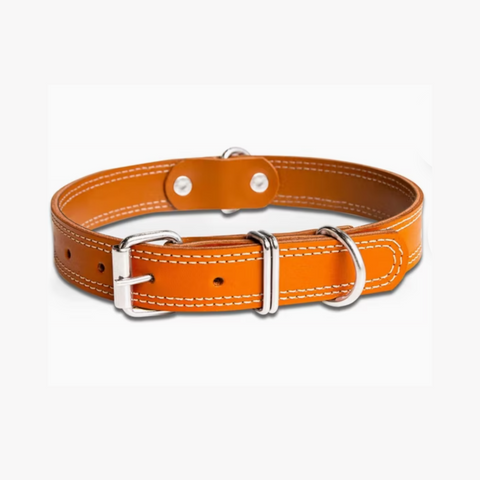 Light Brown Leather Dog Collar