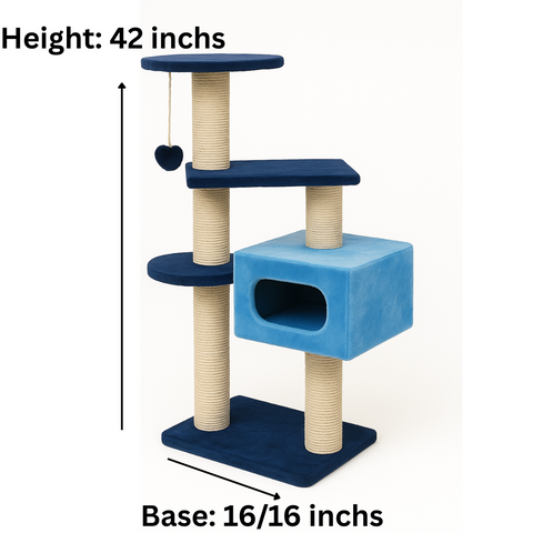 Multi-Level Cat Tree with Cozy Hideout dimensions