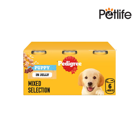 Pedigree Puppy Dog Food Tin Cans Mixed in Jelly 400g