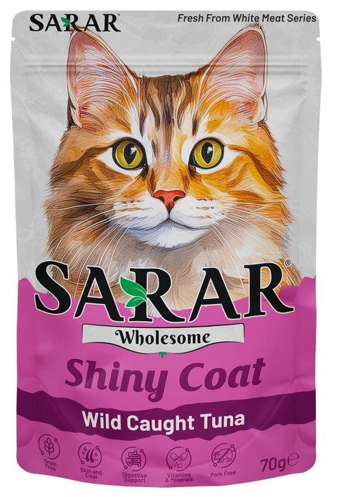 SARAR Wet Cat Pouch Wild Caught Tuna Shiny Coat 70g