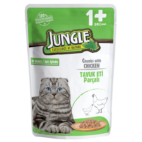Jungle Pouch for Adult Cat Chicken Chunks In Gravy – 100 Gram