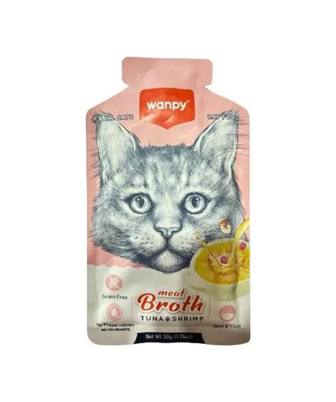 Wanpy Adult Cat Soup Meat Broth Tuna and Shrimp 50g