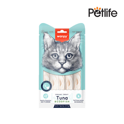 Wanpy Creamy Cat Treats Tuna and Codfish 70g