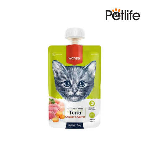 Wanpy Cat Lickable/ Creamy Treats With Tuna, Chicken & Carrot - 90G