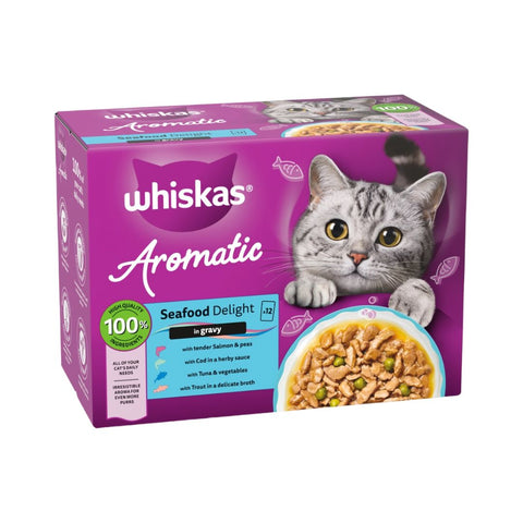 Whiskas Aromatic Seafood Delight Adult Wet Cat Food in Gravy 85g