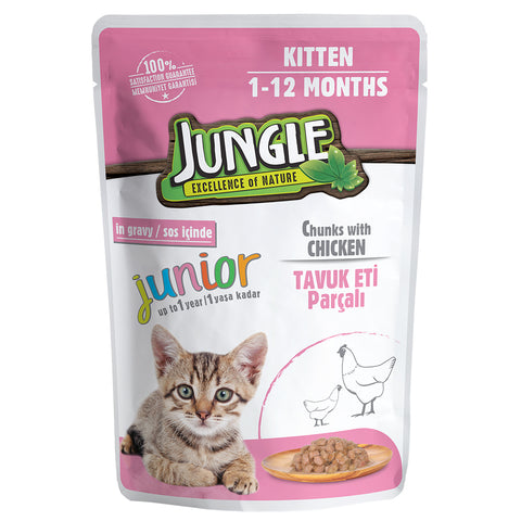 Jungle Pouch for Kitten Chicken Chunks In Gravy – 100 Gram