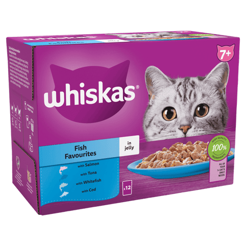 WHISKAS® 7+ Fish Favourites in Jelly Senior Wet Cat Food Pouch 85g